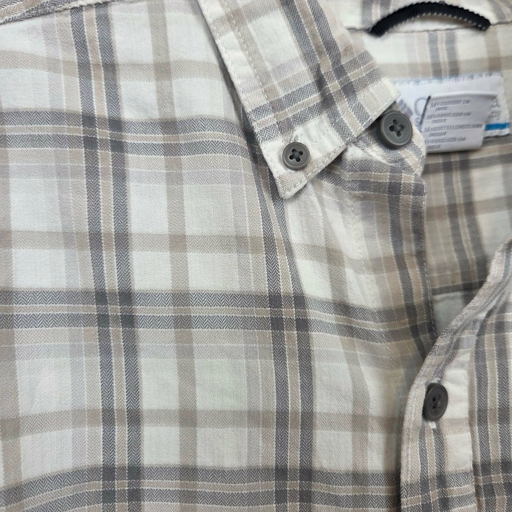 Columbia Mens Plaid Button Down Shirt Long Sleeve Neutral Medium 100% Cotton - Picture 5 of 11